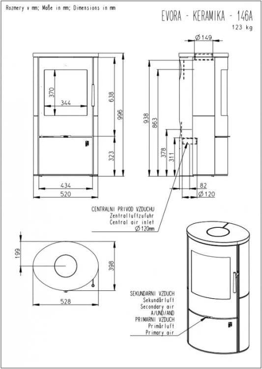 Romotop Evora rysunek techniczny